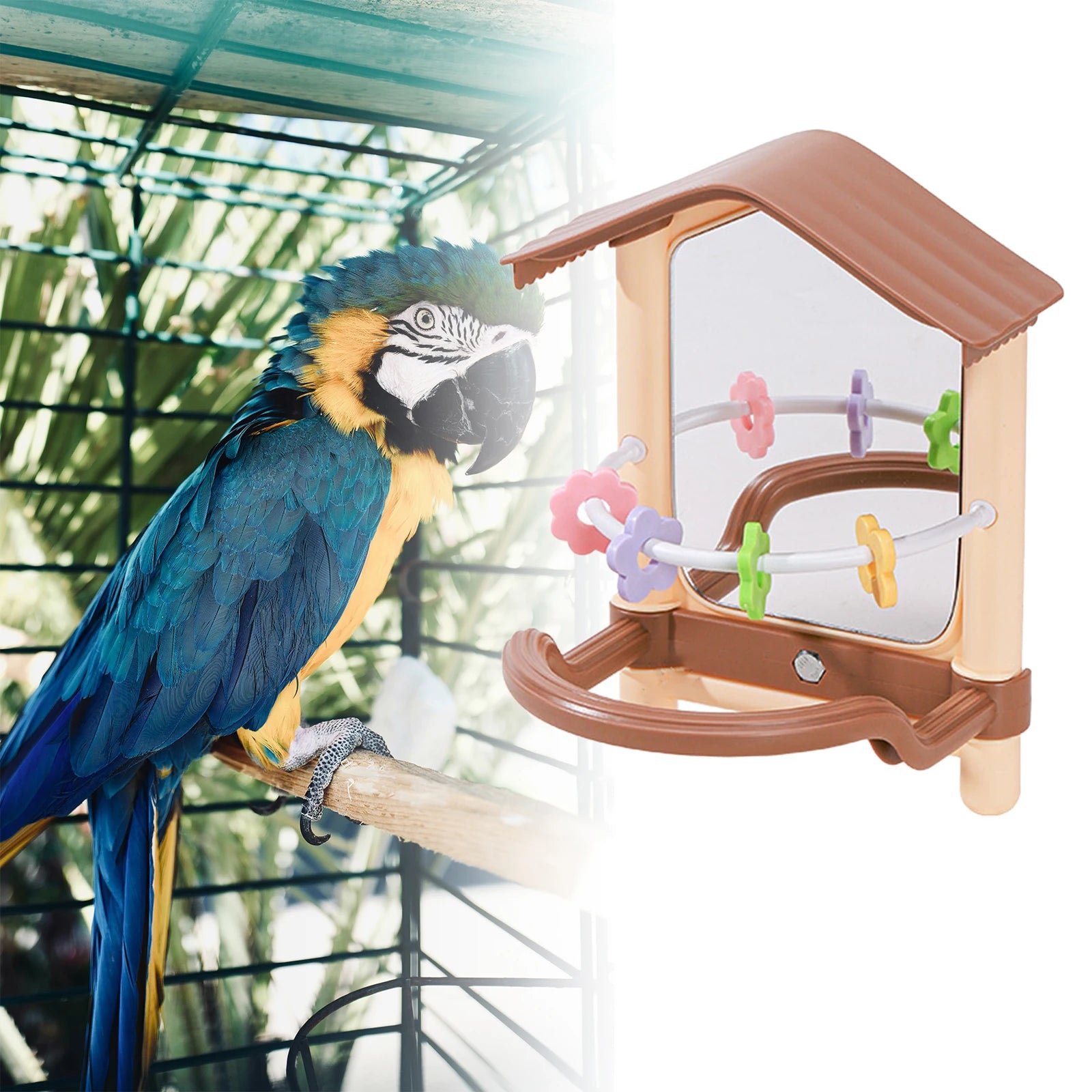 Bird Mirror Swing Exercise Decoration Bird Toys for Macaw Cockatiel Canaries Parrot Parakeet Mirror Bird Toys Swing Chewing