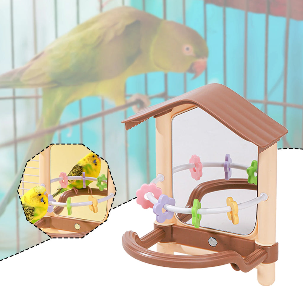 Bird Mirror Swing Exercise Decoration Bird Toys for Macaw Cockatiel Canaries Parrot Parakeet Mirror Bird Toys Swing Chewing