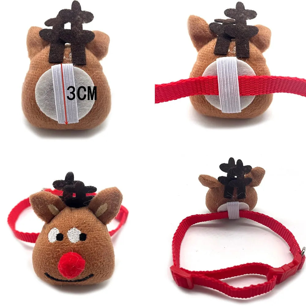 50/100pc Christmas Dog Accessories Removable Dog Bow Tie Collar Accessories Deer Santa Style Small Dog Bowtie Collar Accessories