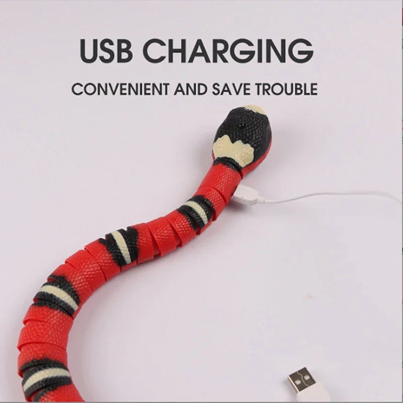 Automatic Interactive Smart Sensing Plastic Snake Tease Cat Toys USB Charging Eco-Friendly Cat Accessories