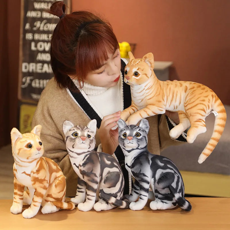 Lifelike Cat Plush Doll Soft Stuffed Animals Toy Child Gift Cute Cat Toys For Kids Birthday Christmas Gifts