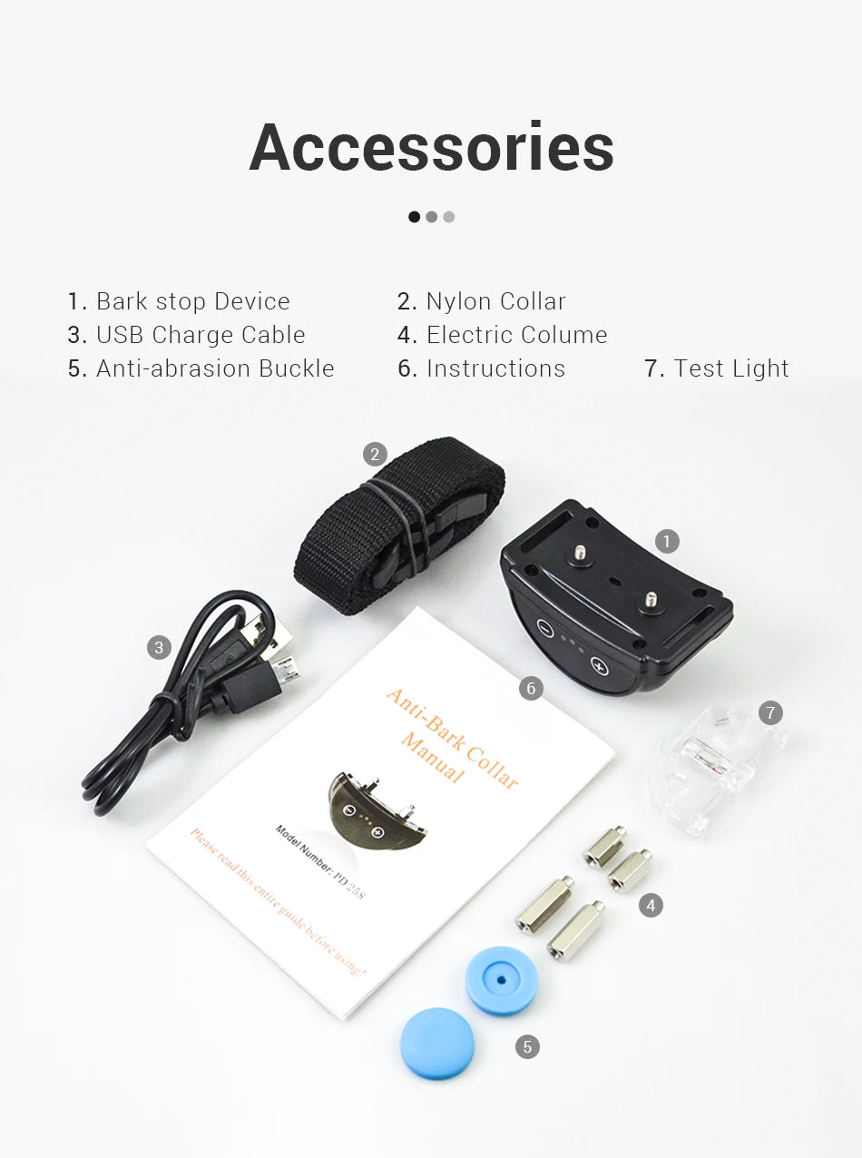 ROJECO Intelligent Training Collar Dog Anti Bark Collar Rechargeable Bark Control Collar For Dogs Electric Anti-Barking Devices