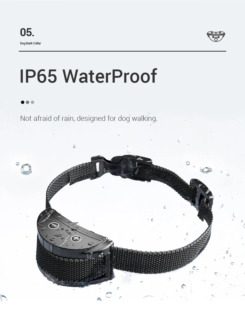 ROJECO Intelligent Training Collar Dog Anti Bark Collar Rechargeable Bark Control Collar For Dogs Electric Anti-Barking Devices