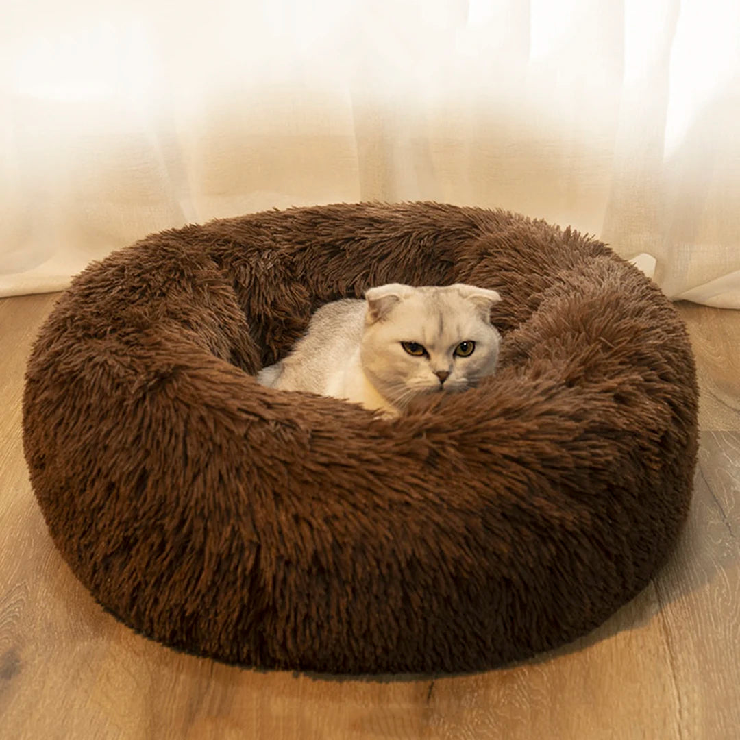 40-110cm Round Pet Bed for Large Dog Bed Super Soft Cat Bed Long Plush Dog House for Medium Dog House Winter Warm Sleeping