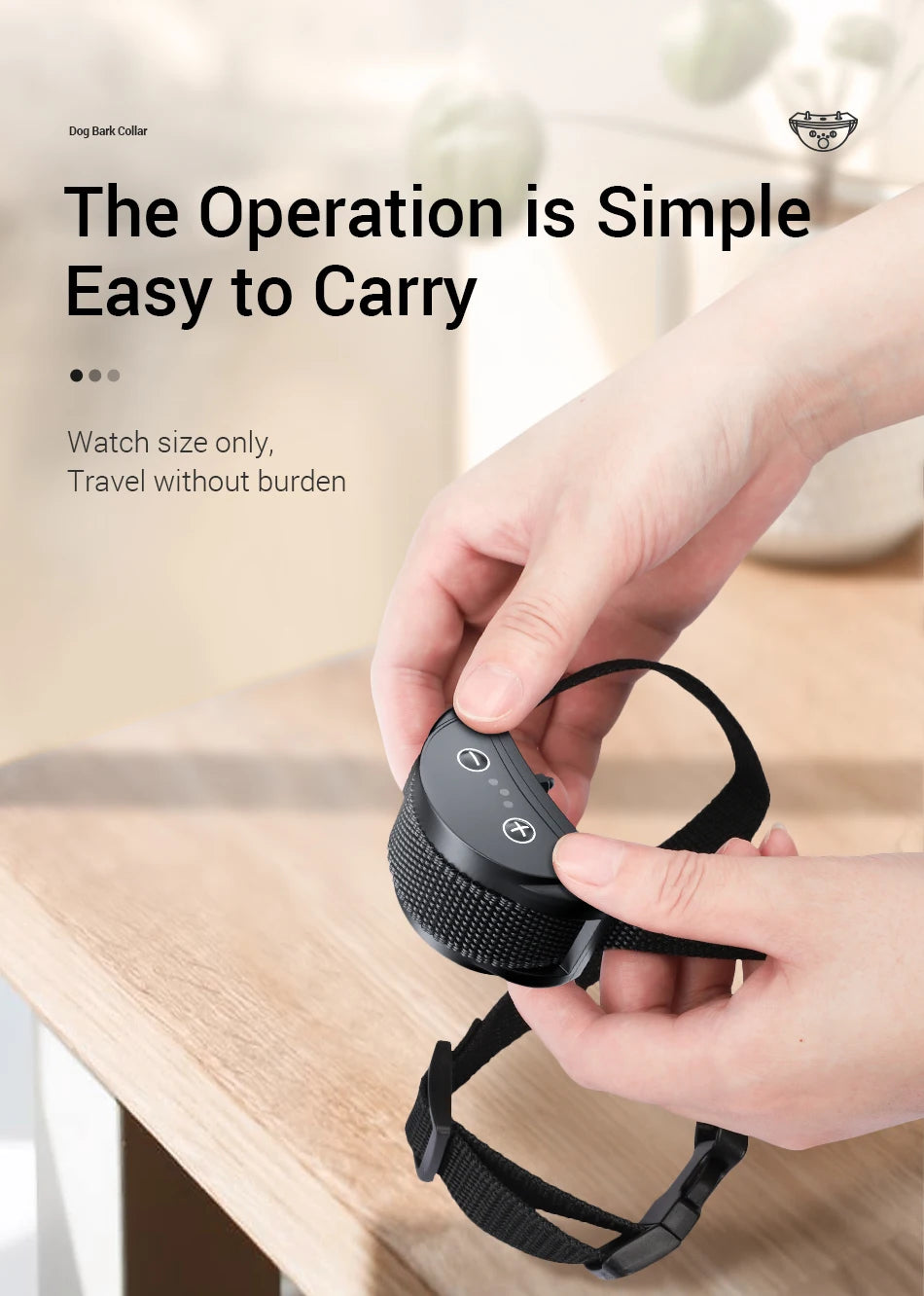 ROJECO Intelligent Training Collar Dog Anti Bark Collar Rechargeable Bark Control Collar For Dogs Electric Anti-Barking Devices