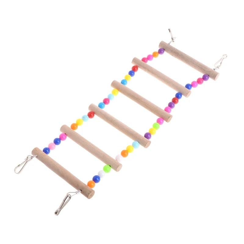 Birds Pets Parrots Ladders Climbing Toy Hanging Colorful Balls With Natural Wood Parrot Toys for Conures Parakeets Cockatiels