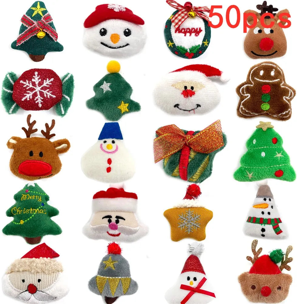 50/100pc Christmas Dog Accessories Removable Dog Bow Tie Collar Accessories Deer Santa Style Small Dog Bowtie Collar Accessories