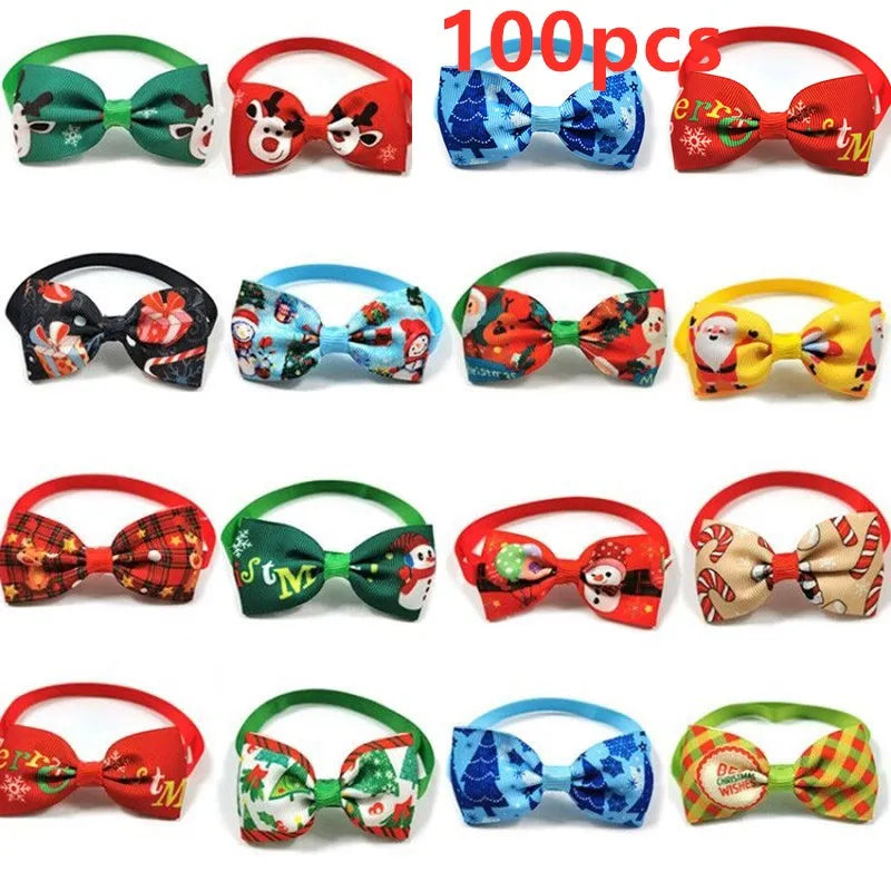 50/100pcs Christmas Pet Dog Accessories Small Dog Cat Puppy Bowties Necktie Dog Christmas Bow Tie for Small Dogs