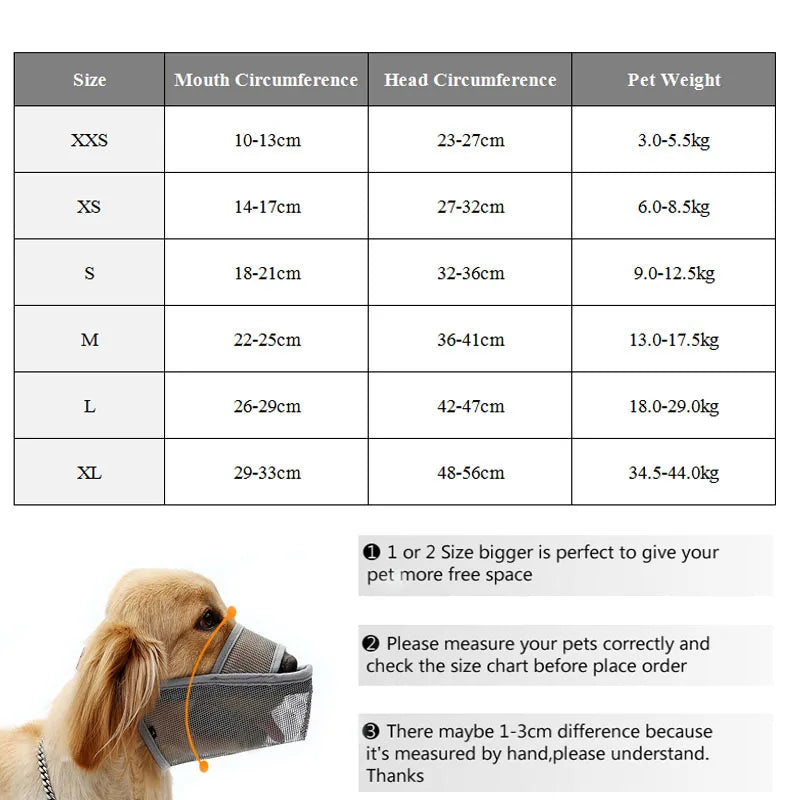 Dog Muzzle Breathable Mesh Anti Barking Pet Muzzle for Large Dogs Adjustable Anti-Biting Puppy Mouth Cover Dog Accessories