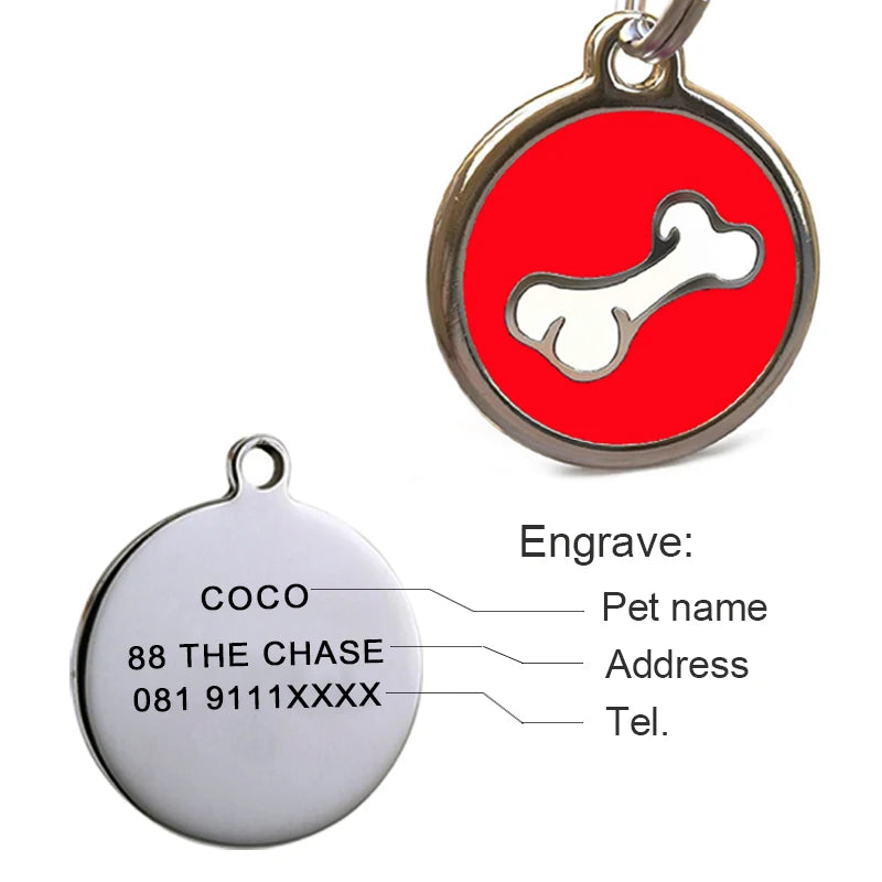 Personalized Dog Tags Engraved Cat Puppy Pet ID Name Collar Tag Pendant Pet Accessories Bone/dog accessories dog tag