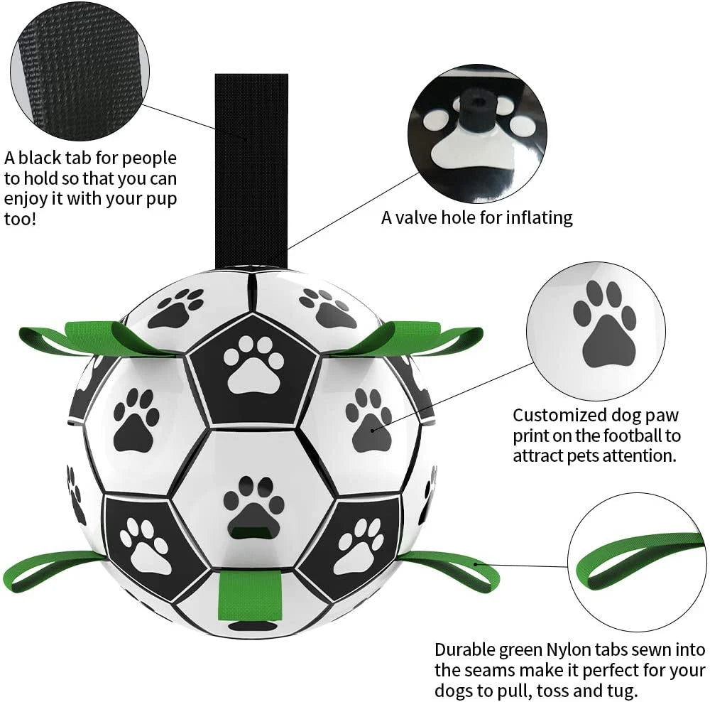 Dog Toy Interactive Pet Football Toys with Grab Tabs Dog Outdoor training Soccer Pet Bite Chew Balls for Dog accessories