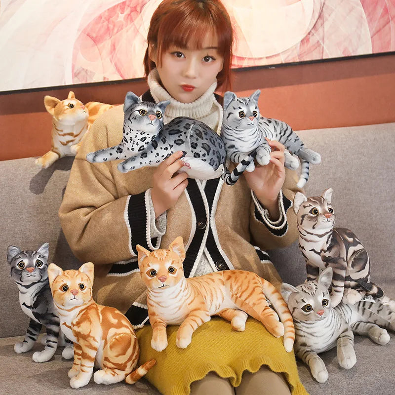 Lifelike Cat Plush Doll Soft Stuffed Animals Toy Child Gift Cute Cat Toys For Kids Birthday Christmas Gifts