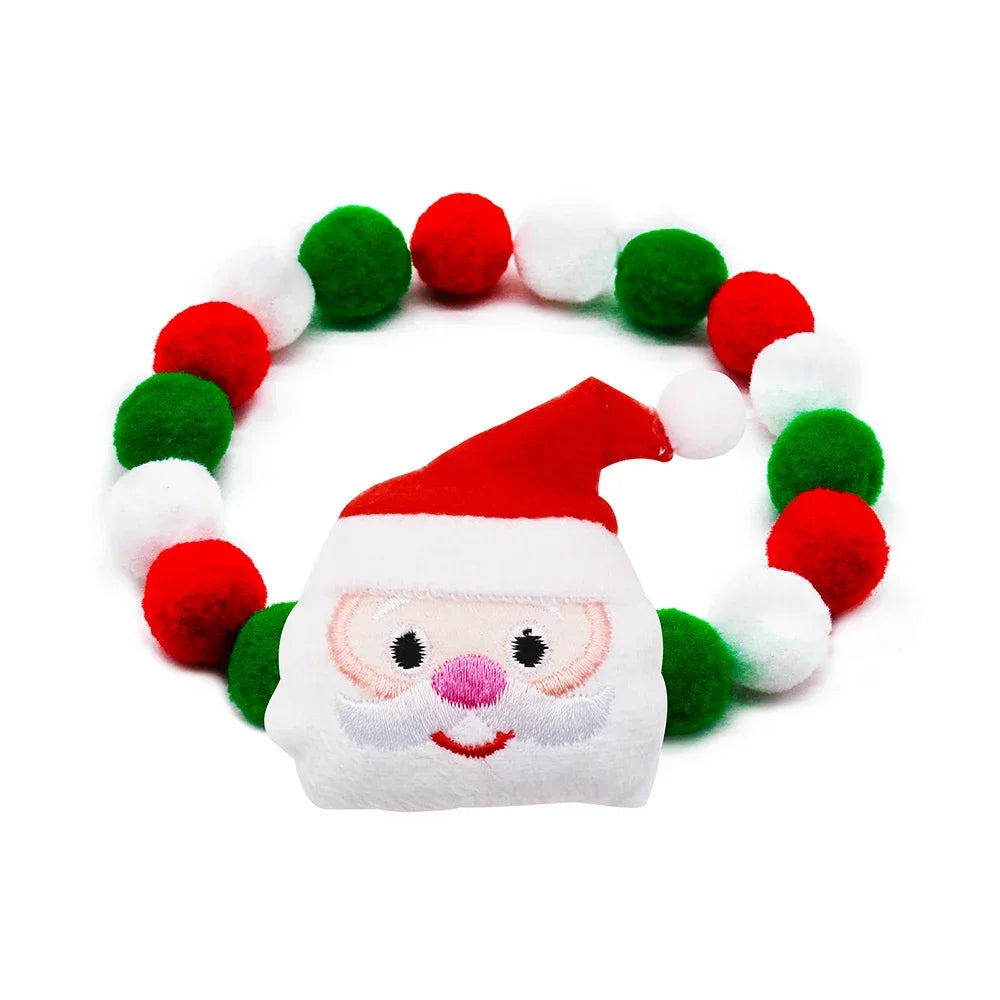 1PC Christmas Decorate Pet Bowtie Dog Deer Hair Ball Pet Puppy Adjustable Snowman Necktie Collar for Small Large Dog Accessories