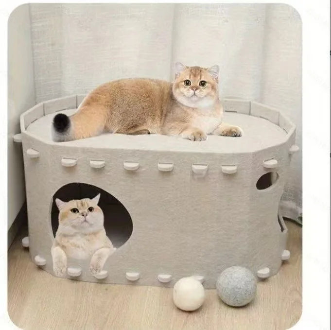 Felt Cat Bed Wear Resistant Pet House Detachable Cat Amusement Park Pet Shelter All Season Universal Pet House Cat Accessories