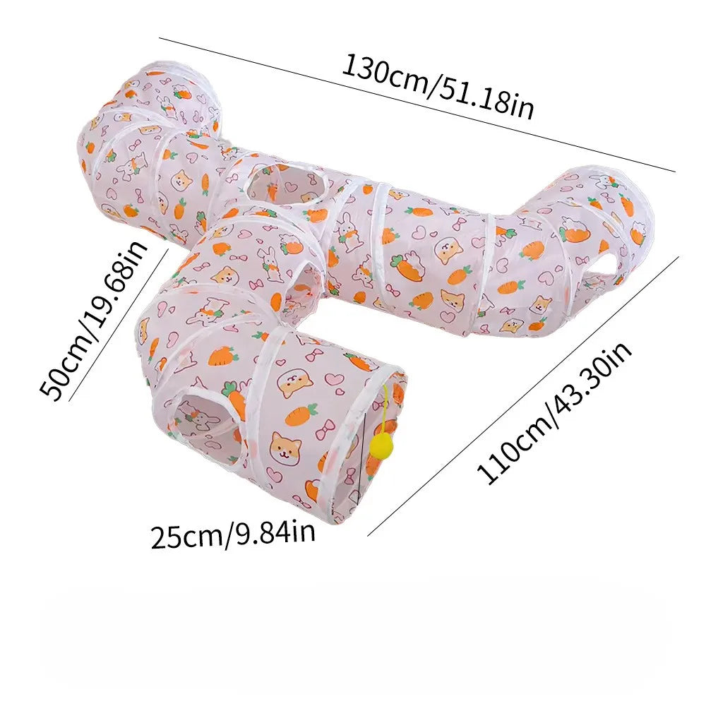 Pet Tunnel Multi Cat Interactive Rainbow Channel Large Multi Exit Foldable Cat Toy Drilling Cat Channel Durable Scratch and Bite