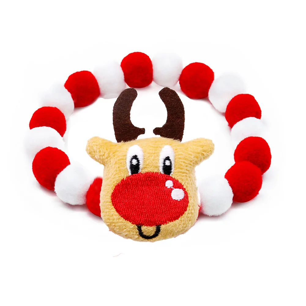 1PC Christmas Decorate Pet Bowtie Dog Deer Hair Ball Pet Puppy Adjustable Snowman Necktie Collar for Small Large Dog Accessories