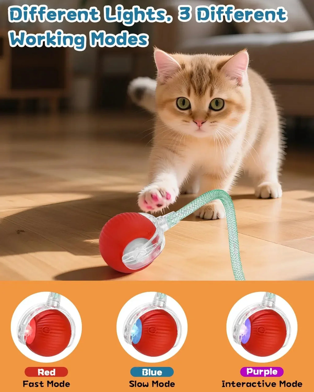 Interactive Dog Toys Rechargeable Pet Interactive Toys Electric Cats Ball Automatic Rolling Fake Tail Ball Dog Cats Toy