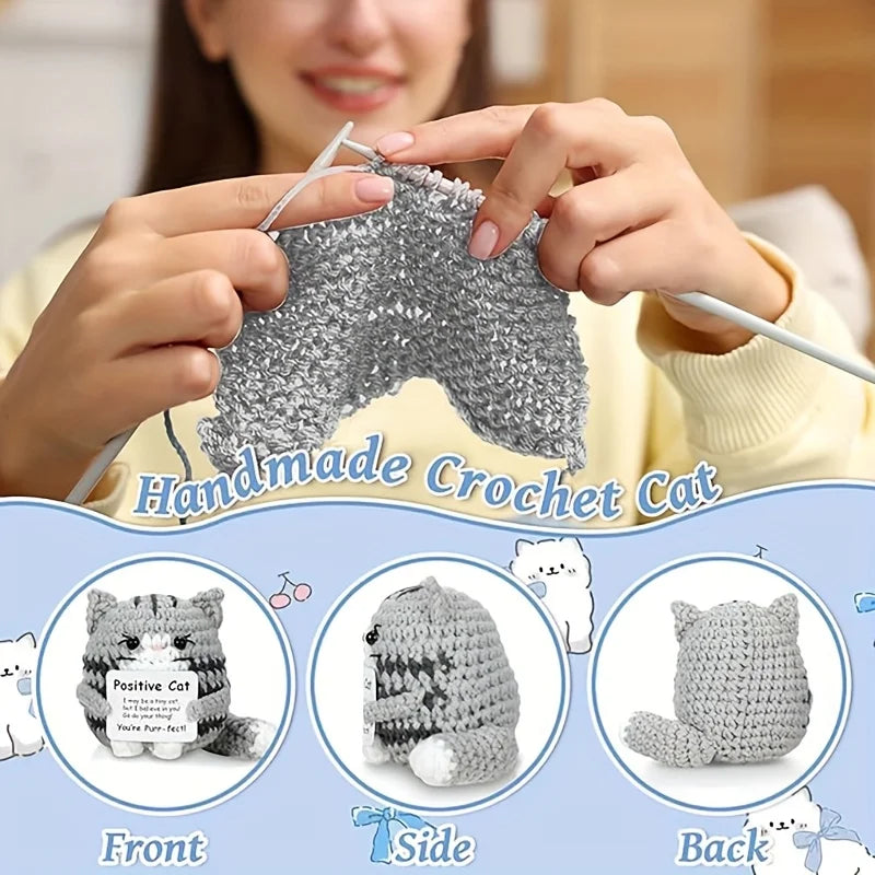 Handmade cat accessories with positive energy cards - anime-style polyester home decor, no electricity required，the perfect gift