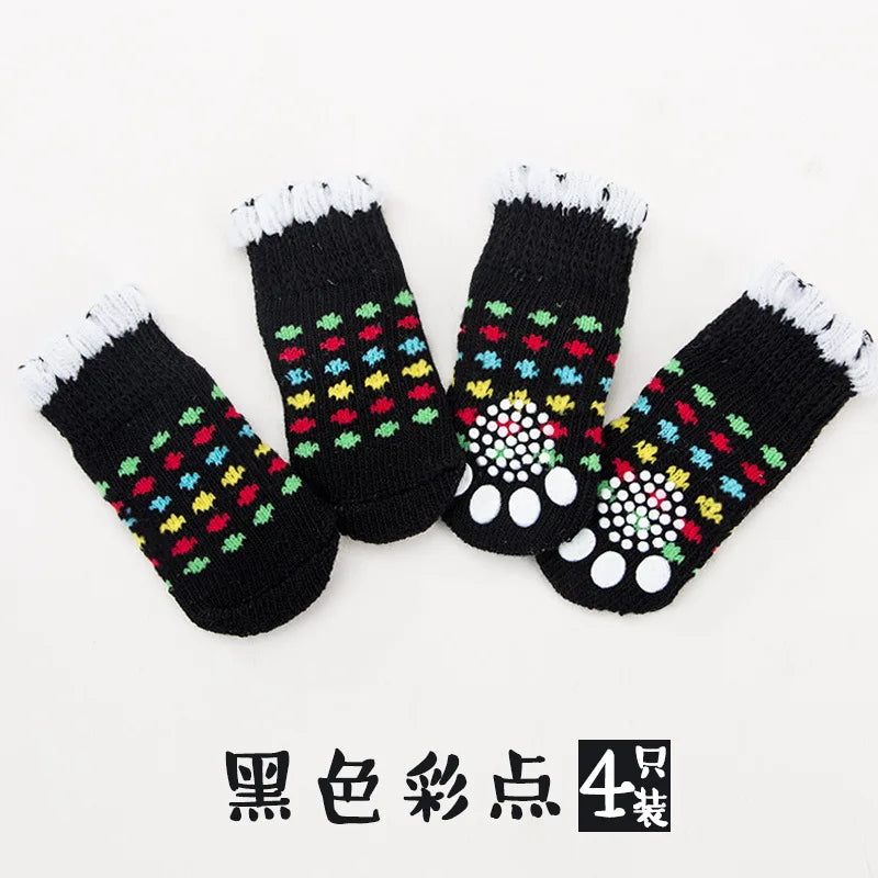 Cute Puppy Dog Knit Socks Autumn Winter Pet Socks Anti-Slip Knitted Small Dogs Shoes Warm Paw Protector Dog Accessories