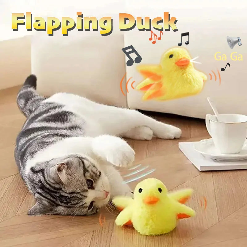 Flapping Duck Interactive Cat Toys Electric Bird Toys Washable Cat Plush Toy with Vibration Sensor Sound Cats Game Kitten