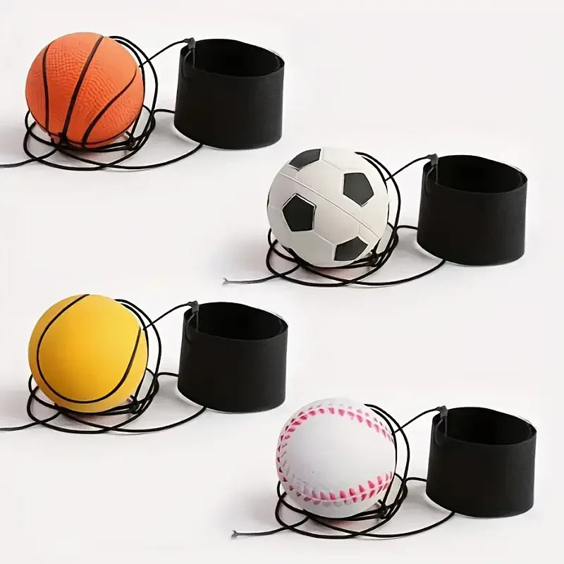 Sports Ball Wristband Set Basketball, Baseball Football on Elastic String - Perfect for Boys Outdoor Play Pet Dog Toys