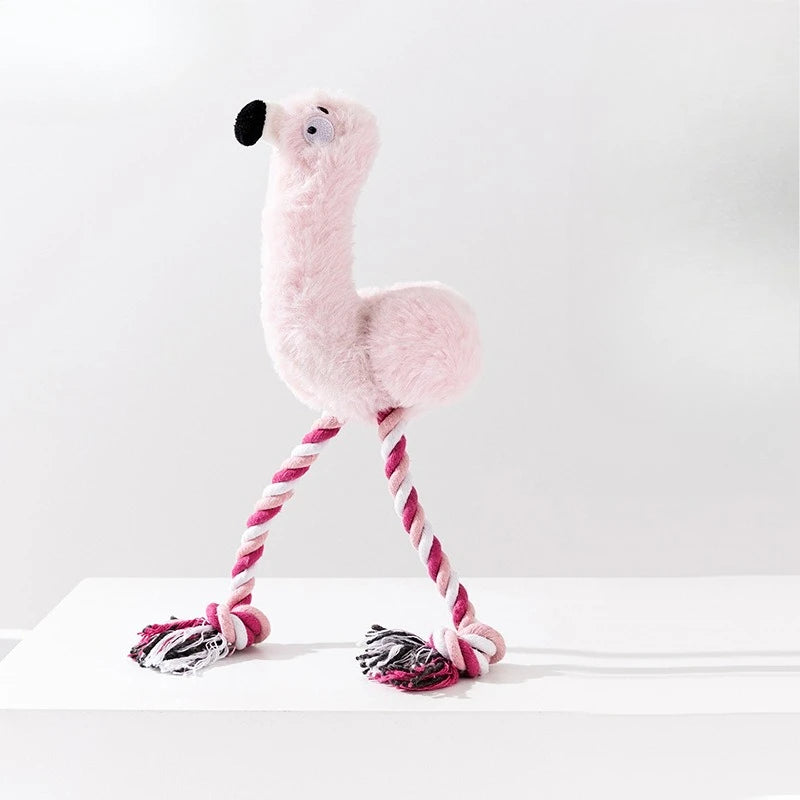 Plush Squeaky Dog Toys Human Pet Interactive Tug of War Knot Bite-resistant Pet Toys Outdoor Funny Crazy Zoo Plush Sound Toys