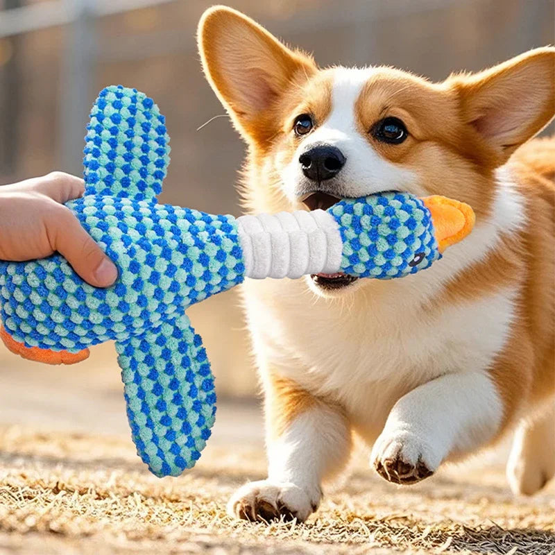 Dog Toys Plush Animal Toy Wild Goose Chewing Toy for Small Medium Large Dogs Cats Teeth Cleaning Toys Pet Squeak Toy for Puppy