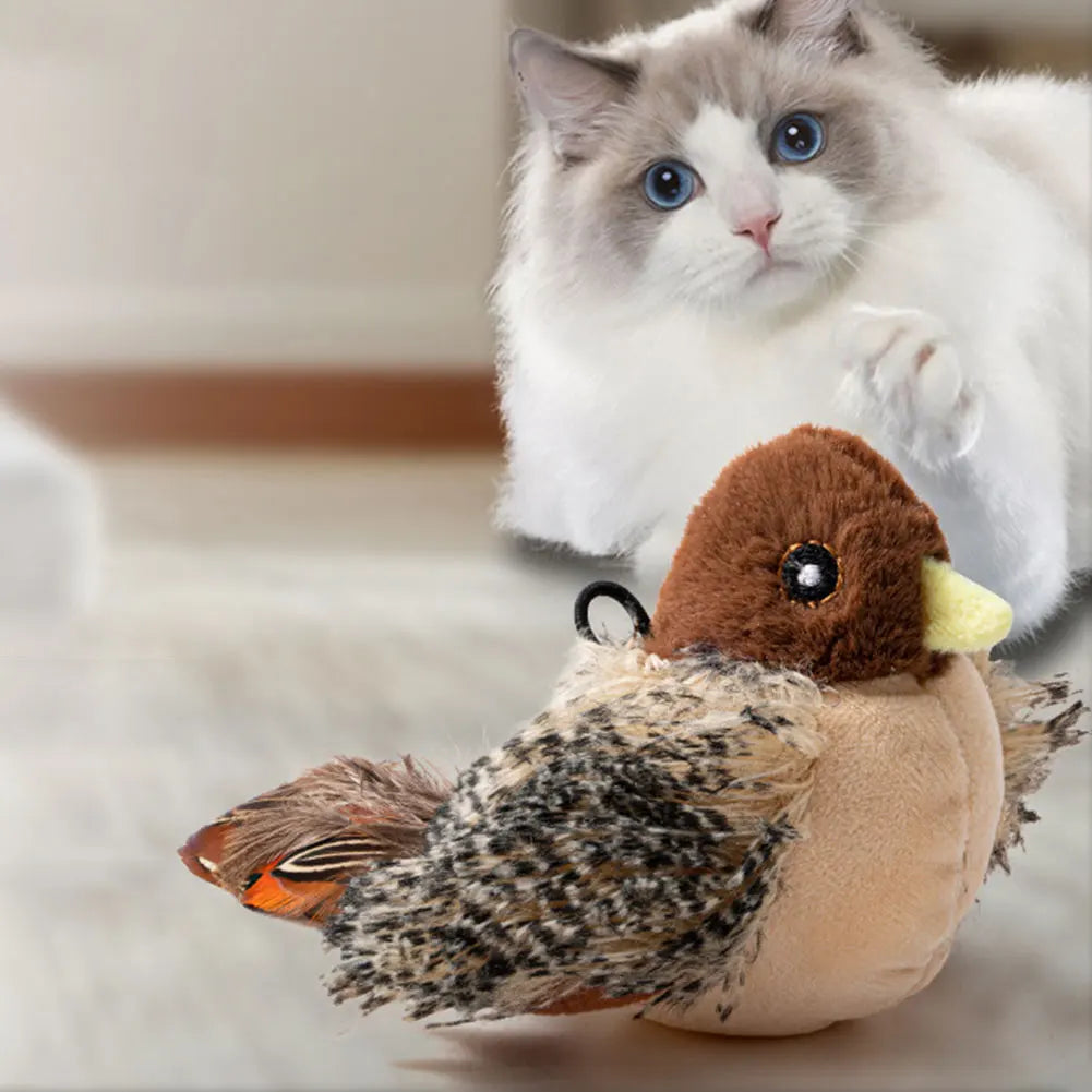Flapping Bird Cat Toy Electric Squeaky Simulation Bird Plush Cat Pets Teasing Toys Kitten Chirping Bird Toys Interactive Cat Toy