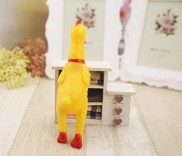 30CM Screaming Chicken Dog Toys Yellow Rubber Squaking Chicken Toy Novelty and Durable Rubber Chicken for Dogs,Rubber Chickens
