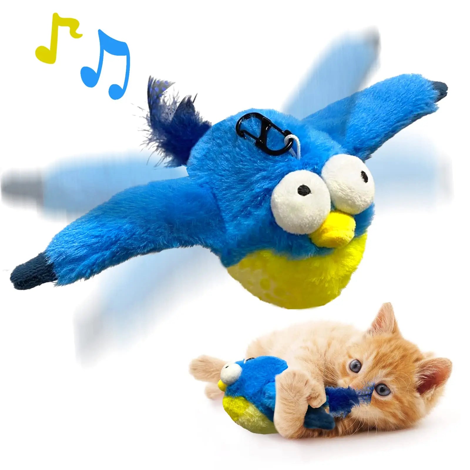 Interactive Flying Bird Cat Toy (with Catnip) Toy Flapping Bird Cat Toy Flying Interactive Flapping Chirping Bird Cat Toy