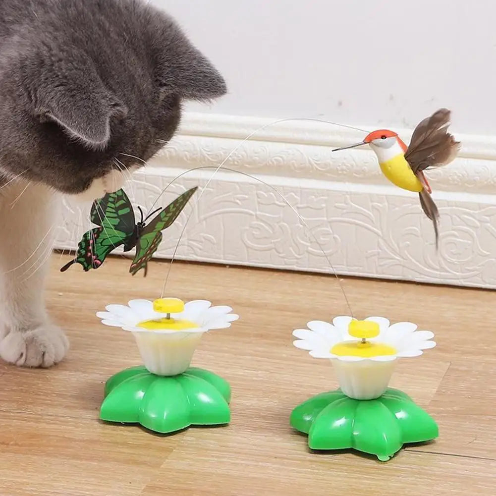 Rotating Electric Butterfly, Hummingbird And Bee Pet New Product Rotating Around Flowers To Cats And Butterflies Pet Toys