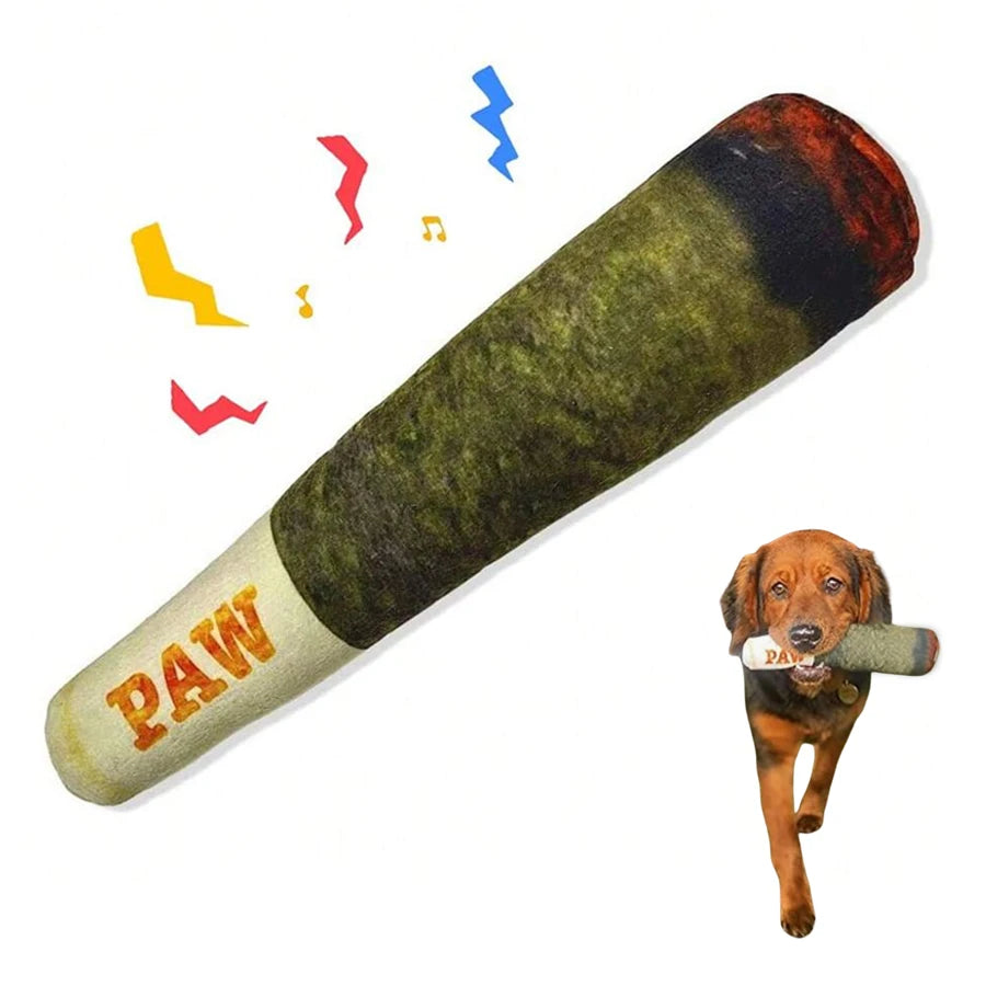 1pc Funny Interactive Dog Toys Cigar Design Plush Squeaky Pet Toys Puppy Training Grinding Teeth Chew Toy for Small Medium Dog