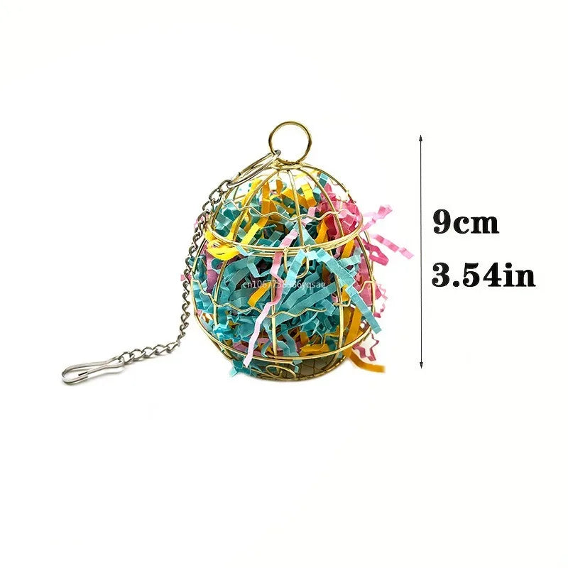 1Pcs Parrot Shredder Bird Toys Metal Cage Bird Feeder Paper Foraging Vegetable Millet Basket Container for Cockatiel Conure 앵무새