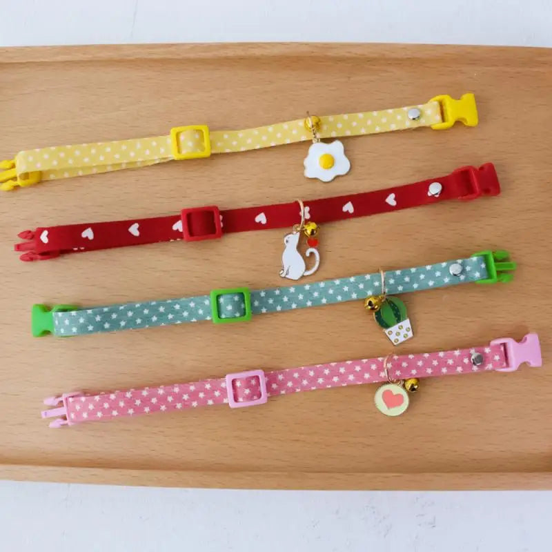 Collar Sakura Heart Fruit Cat Plaid Cat Collars Bell Cartoon Necklace Adjustable Collar for Cat Small Dog Pet Cat Accessories