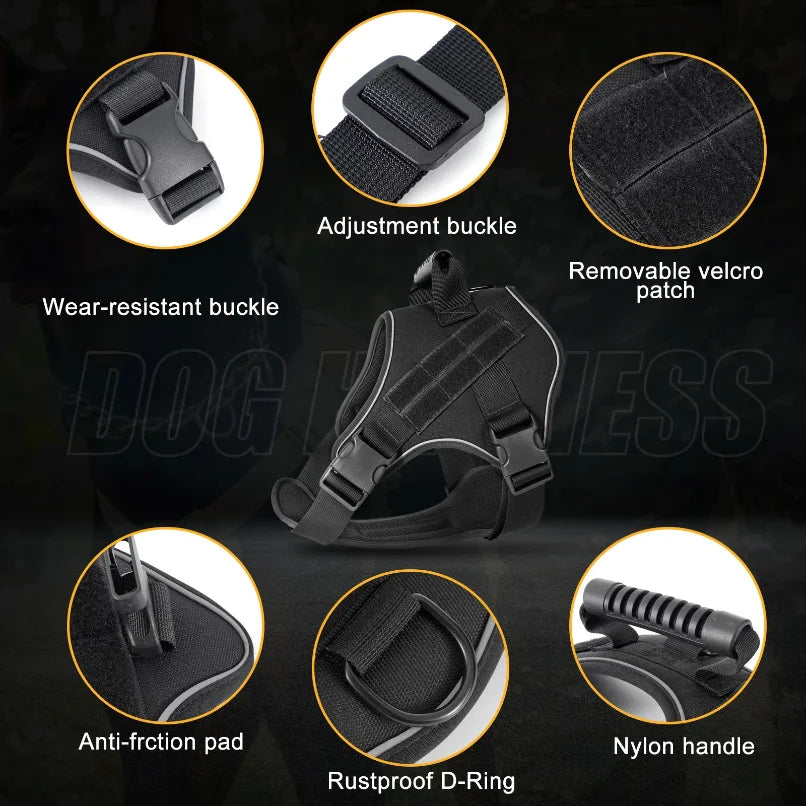 Tactical Military Vest Pet German Shepherd Golden Retriever Tactical Training Dog Accessories Dog Harness for Large Dogs