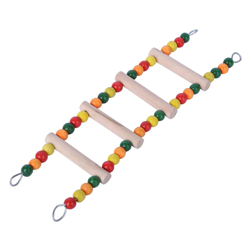 Bird Toys Set Swing Chewing Training Toys Small Parrot Hanging Hammock Parrot Cage Bell Perch Toys with Ladder Pet Supplies 1pc