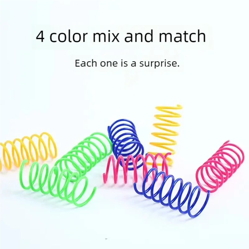 4/200Pcs Cat Spring Toy Cat Spiral Toys Interactive for Indoor Colorful Cats Plastic Springs Coil for Kitten Hunting Swatting