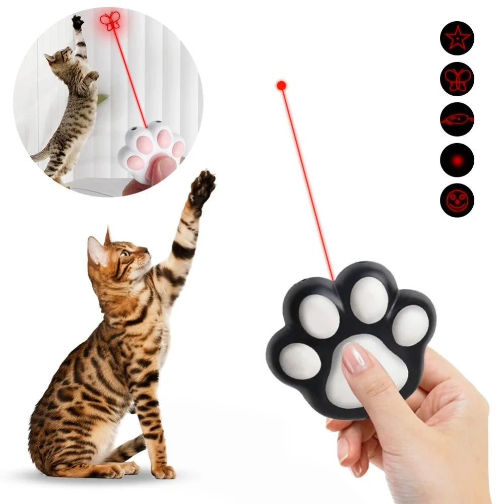Cat Paw Laser Toy USB Rechargeable LED Transform Pattern for Cats Toys Interactive Fun Kitten Training Pet Toys Cat Accessories