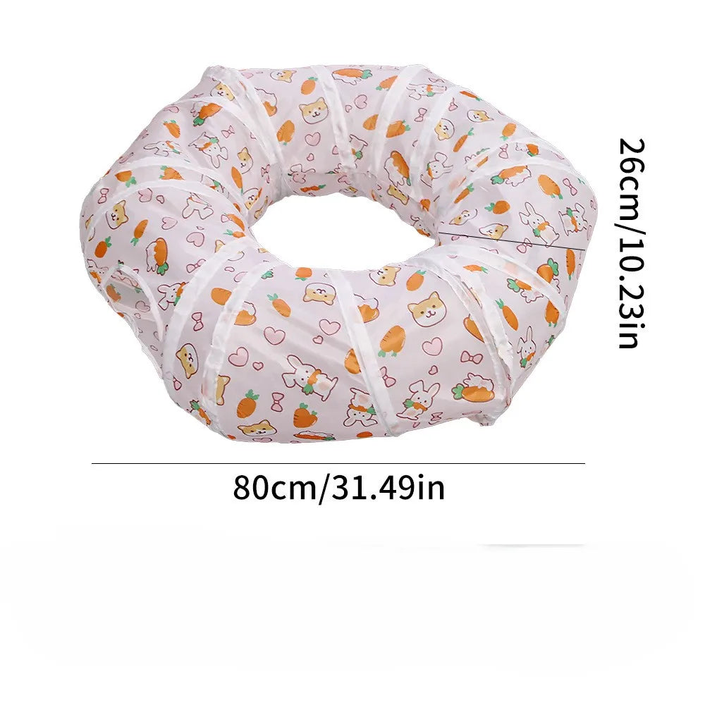 Pet Tunnel Multi Cat Interactive Rainbow Channel Large Multi Exit Foldable Cat Toy Drilling Cat Channel Durable Scratch and Bite