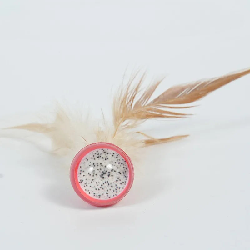 3pcs Cat Elastic Ball Toy Kitten Bouncing Ball with Feathers itten Funny Chasing Game Cat Feather Toys Cat Accessories