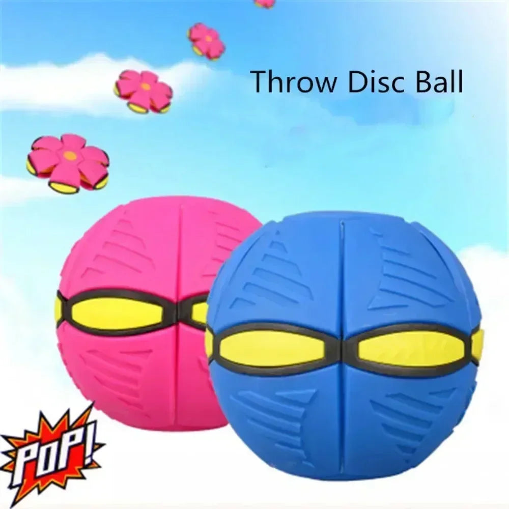 Dog Toys Outdoor Fun Toys Boy Girls Flying Saucer Ball Magic Deformation UFO with NO Led Light Flying Toys Decompression Gift