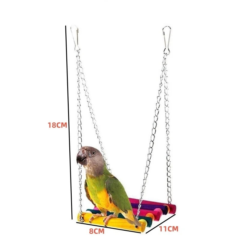 Bird and Parrot Toys Swing BirdCage Decoration Mirror Staircase Wind ChimesBird Accessories Toys for Birds juguetes para pájaros
