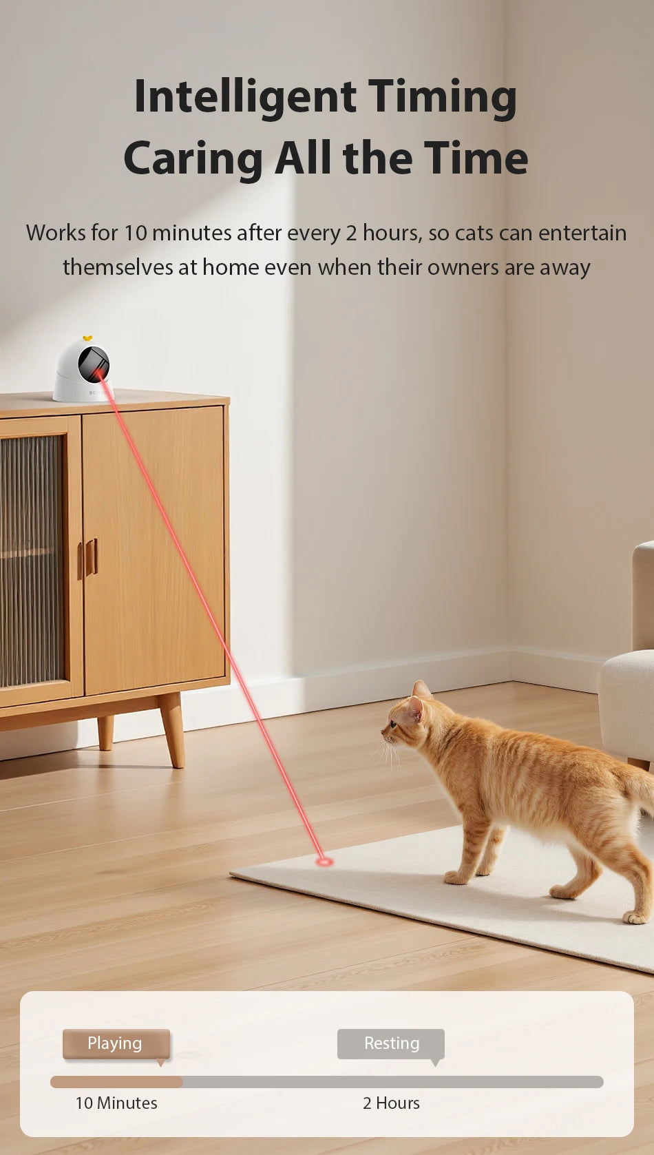 ROJECO Automatic Cat Toy Interactive Adjustable Mode Electric Cat Laser Toy For Kitty Dog Indoor Smart Teasing Laser Cat Toys