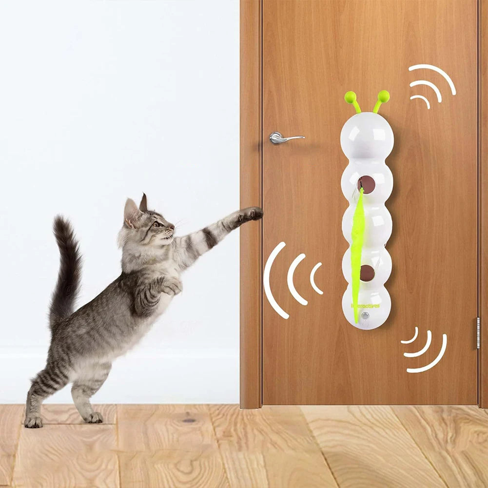 Caterpillar Teasing Cat Toy Motion Activated Kitten Toy Rechargeable Automatic Interactive Cat Toy with Tail for Indoor Cat