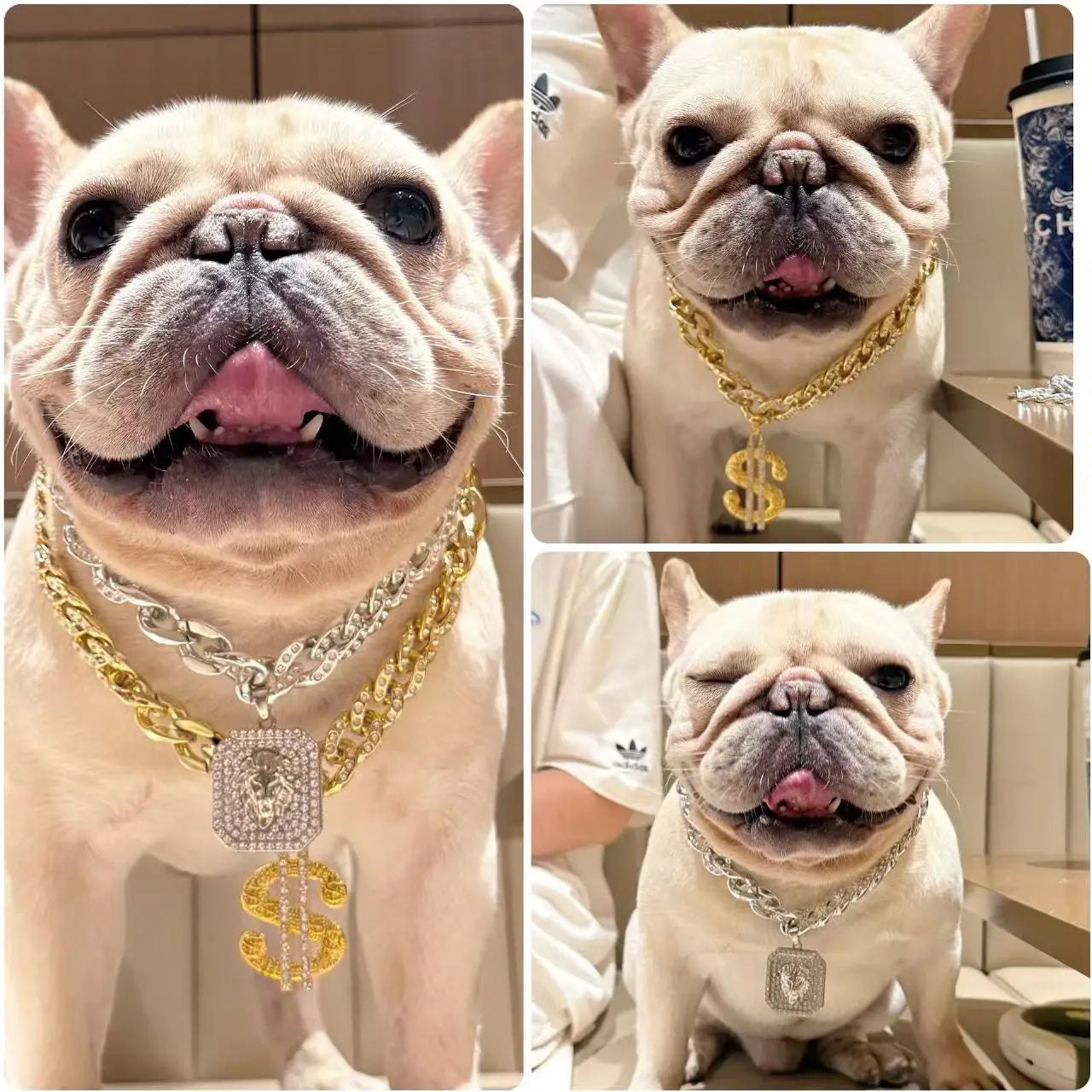 Luxury Fancy Zircon Pendant Dog Accessories for Cat Neck Wear Plastic Pet Necklace Adjustable Cosplay Small Medium Puppy Collar