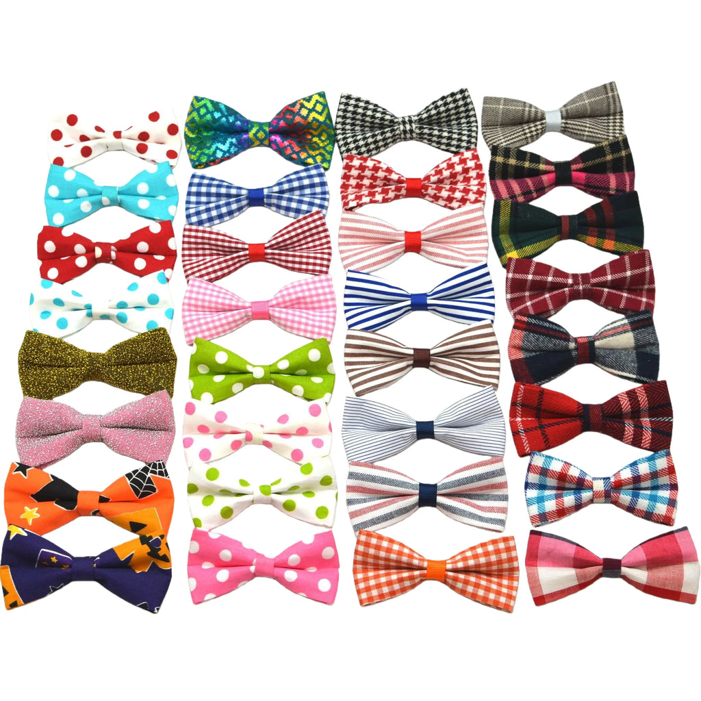 50pcs/lot Christmas Pet Bow Kitten Puppy Collar Flower Wearable Xmas Bow Ties for Dogs Cat Accessories
