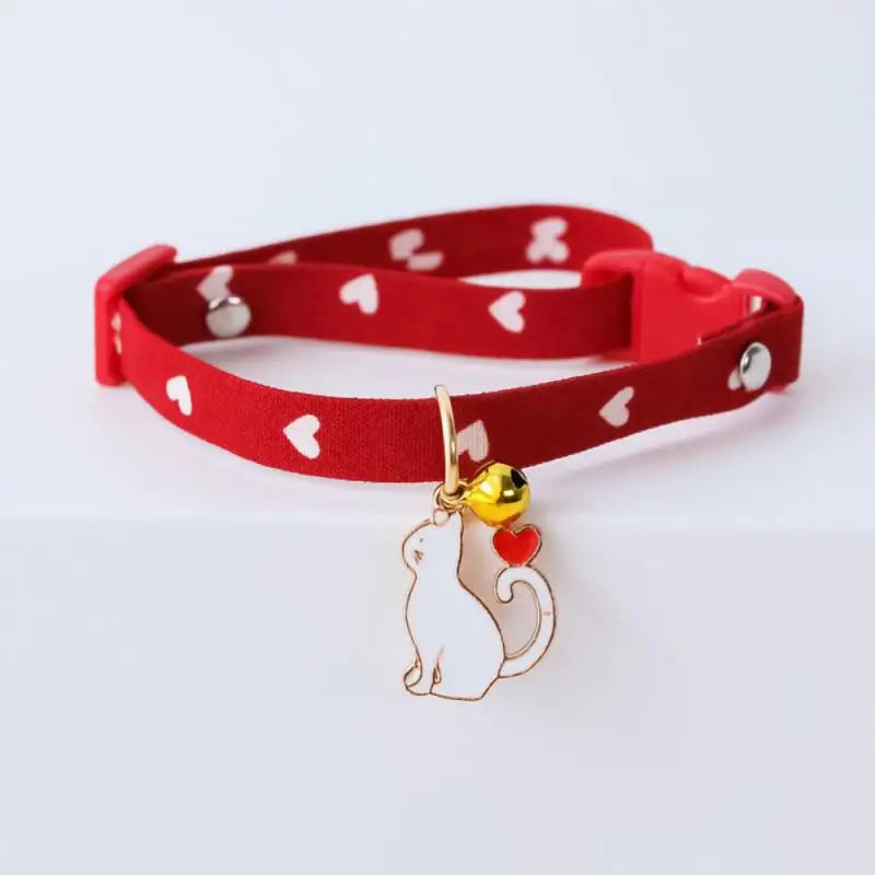 Collar Sakura Heart Fruit Cat Plaid Cat Collars Bell Cartoon Necklace Adjustable Collar for Cat Small Dog Pet Cat Accessories