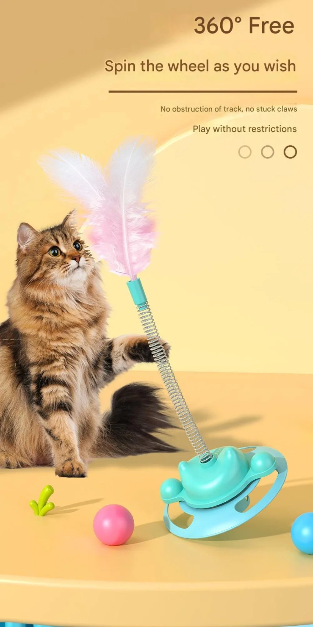 New Interactive Cat Toys Rotatable Intelligence Training Pet Cat Turntable Balls Feather Cat Amusement Plate Pet Supplies