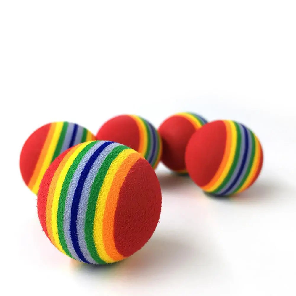 Funny Pet Dog Puppy Rainbow Striped Chewing Interactive Ball Teething Toy indoor toy balls funny cool toys for dogs and cats
