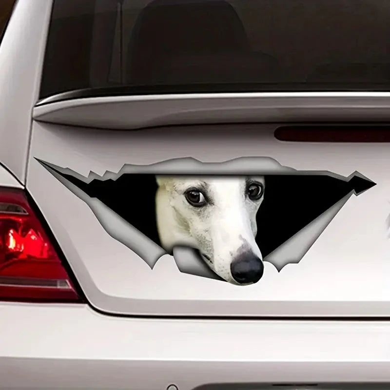 Creative Car Sticker White Whippet 3D Pet Dog Accessories Vinyl Car Styling Cover Scratches